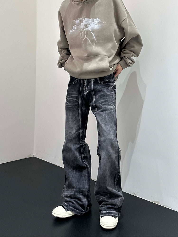 Retro Minority Splicing Worn Jeans