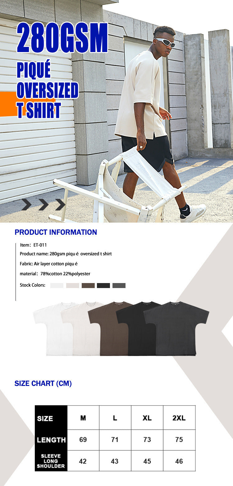 Air Cotton Plus Size 280g Loose T-shirt With Sleeves