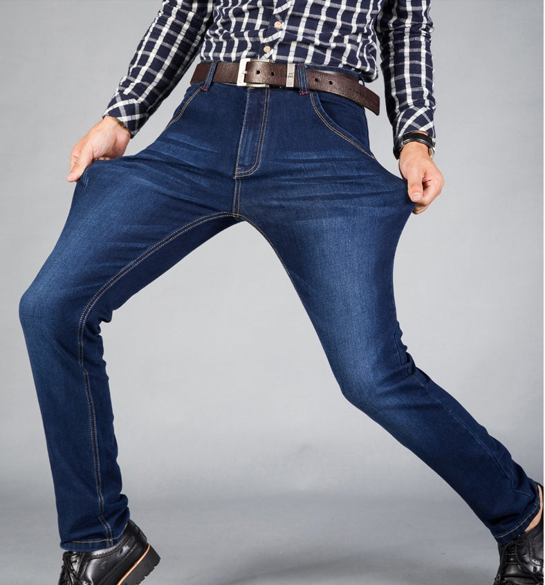 High elastic jeans men's thin elastic leisure
