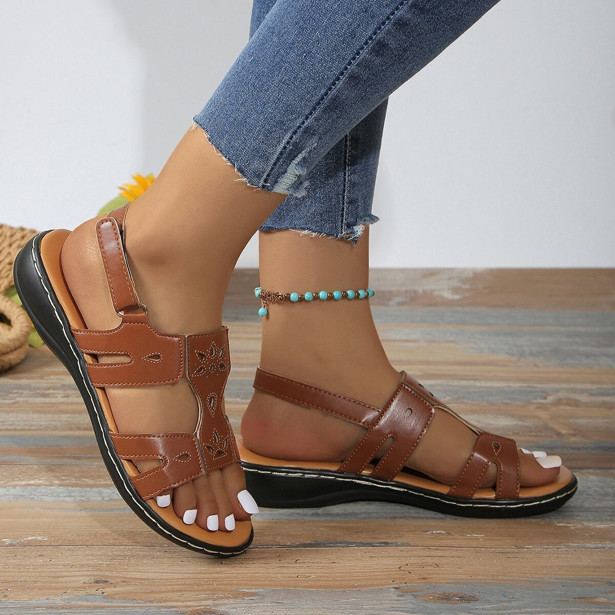 Platform Wedge Velcro Buckle Sandals