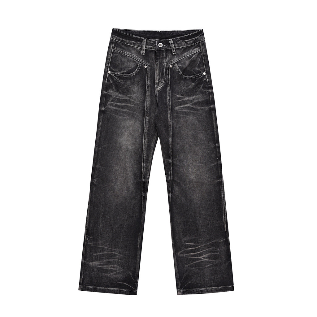 Retro Minority Splicing Worn Jeans