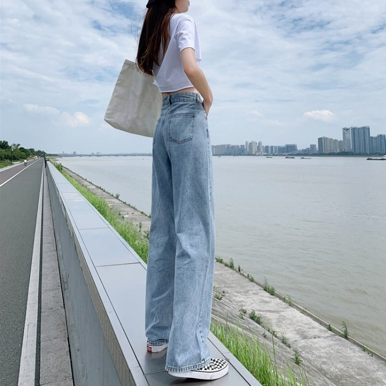The New Female Students Are Thin, Straight Wide-leg Mopping Pants Trend