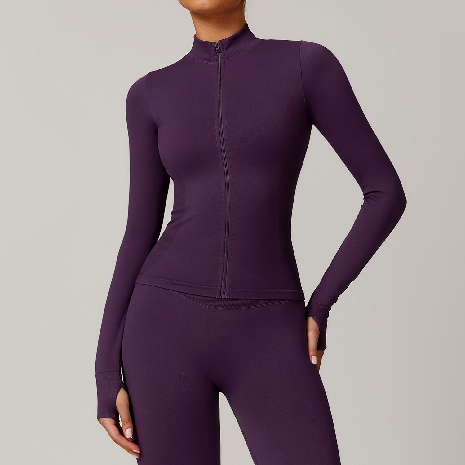 Stand Collar Zipper Yoga Clothes Warm Top Sports Running Jacket
