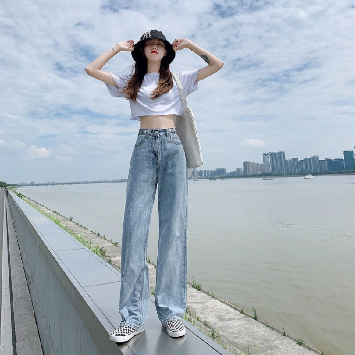 The New Female Students Are Thin, Straight Wide-leg Mopping Pants Trend