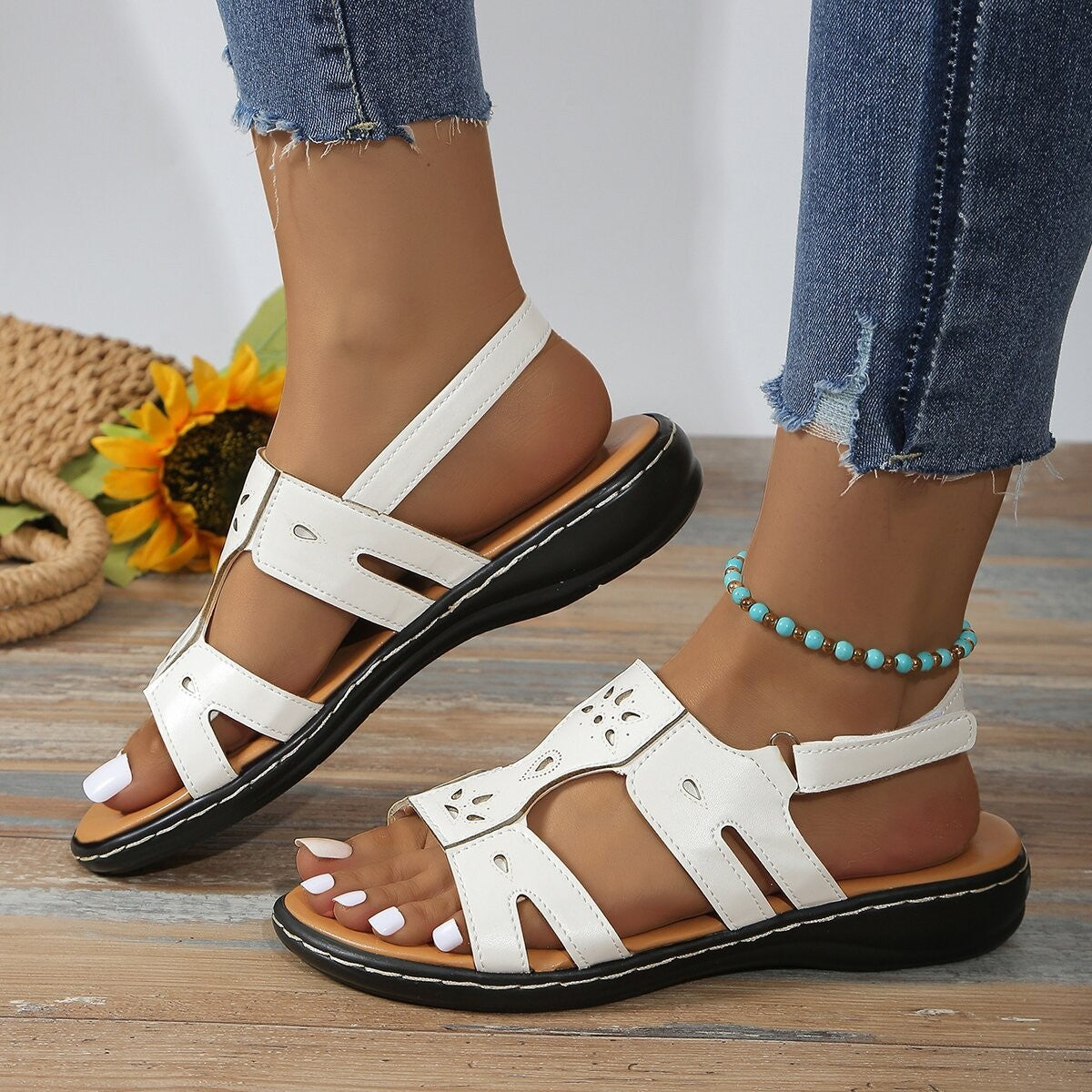 Platform Wedge Velcro Buckle Sandals