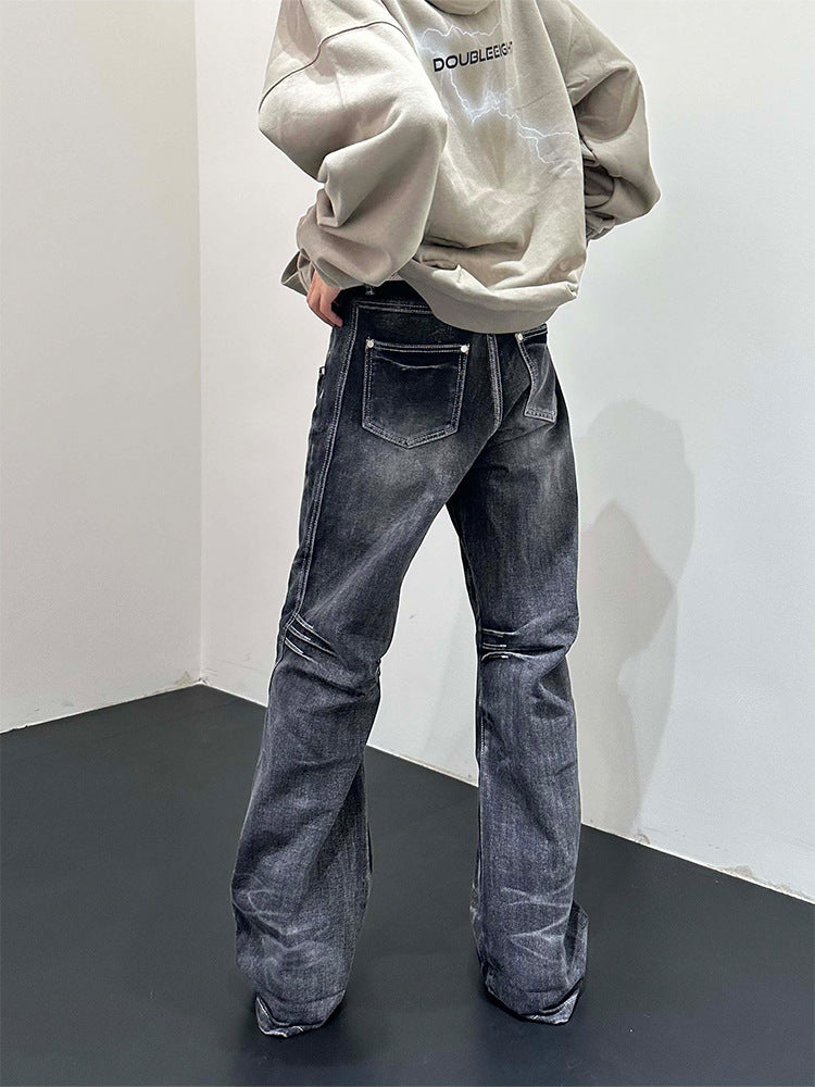 Retro Minority Splicing Worn Jeans
