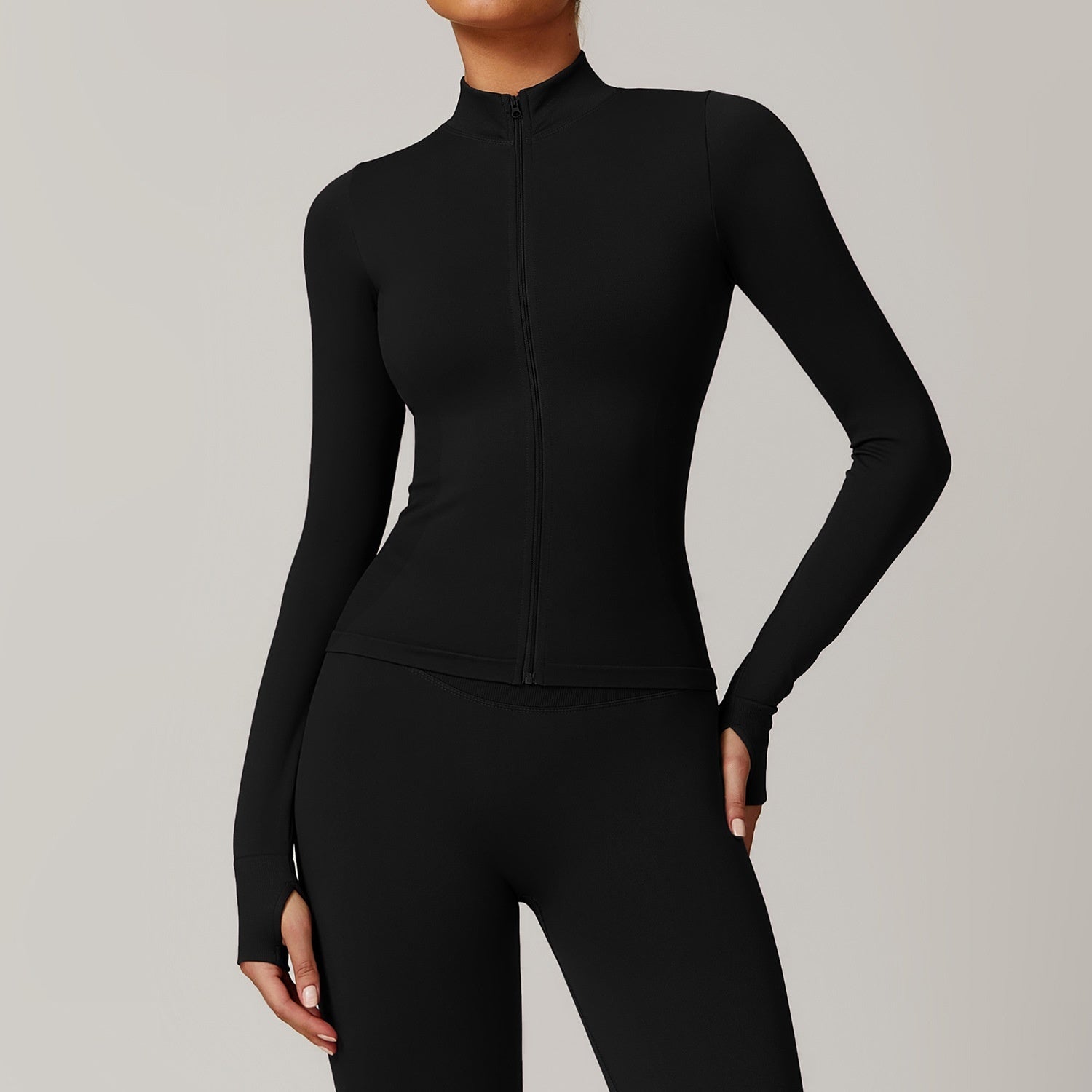 Stand Collar Zipper Yoga Clothes Warm Top Sports Running Jacket